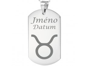 Přívěsek se jménem a datem narození - symbol Býk