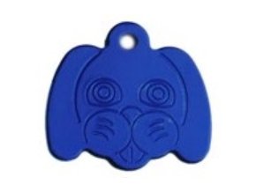 Známka pro psa ve tvaru psí hlavy - modrá