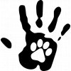 Samolepka - Obtisk psí tlapy a ruky