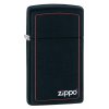 Benzínový zapalovač Zippo Slim Black Matte with Zippo & Border 26055