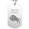 Přívěšek Býk se jménem a datem narození