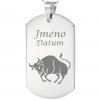 Přívěsek se jménem a datem narození - znamení Býk