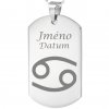Přívěsek se jménem a datem narození - symbol Rak