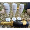Bílé nerozbitné sklenice na šampus nebo prosecco s vlastním jménem