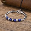 Pánský náramek z chirurgické oceli s lapis lazuli
