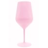 Starorůžový nerozbitný plastový pohár na víno o objemu 460 ml, s dlouhou stopkou, zobrazený na bílém pozadí.