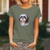 Dámské tričko s realistickým potiskem hlavy Shih-tzu. Originální tričko pro pejskařky.