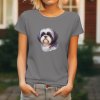 Dámské tričko s realistickým potiskem hlavy Shih-tzu. Originální tričko pro pejskařky.