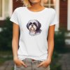 Dámské tričko s realistickým potiskem hlavy Shih-tzu. Originální tričko pro pejskařky.