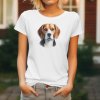 Dámské tričko s realistickým potiskem hlavy Bígla. Originální tričko pro pejskařky.