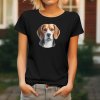 Dámské tričko s realistickým potiskem hlavy Bígla. Originální tričko pro pejskařky.