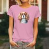 Dámské tričko s realistickým potiskem hlavy Kavalíra King Charles španěla (blenheim). Originální tričko pro pejskařky.
