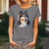 Dámské tričko s detailním realistickým potiskem hlavy Shetlandského ovčáka (Šeltie) s inteligentním výrazem.