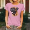 Dámské tričko s detailním realistickým potiskem hlavy psa plemene Bullmastif s typickou tmavou maskou a přátelským výrazem.