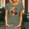 Dámské tričko s detailním realistickým potiskem hlavy Irského teriéra s rezavou srstí a inteligentním výrazem.