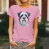 Dámské tričko s detailním realistickým potiskem hlavy Sealyham teriéra s bílou srstí a typickým vousem.