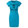 Dámské šaty s krátkým rukávem a bílým rámečkem pro vlastní fotku a text jako ukázka personalizovaného potisku.