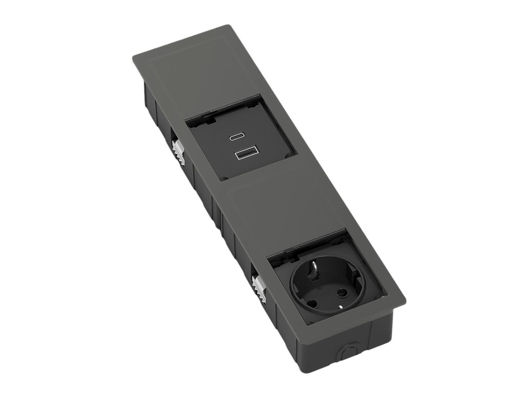 versahit mono combi 1 presa schuko usb tipo a usb tipo c peltro aperto