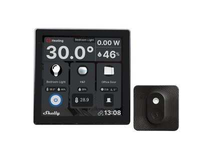 SHELLY Wall Display + BLU H&T Black Touchscreen-Bedienfeld und Temperatur- und Feuchtigkeitssensor