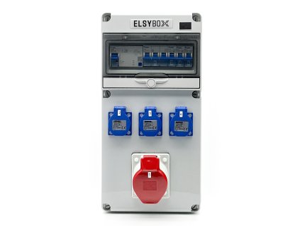 Wandstromverteiler ELSYBOX 1x CEE 16A, 3x 230V, mit LS und FI, Kunststoff, komplett verdrahtet