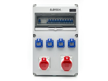 Wandstromverteiler ELSYBOX 1x CEE 16 A, 1x CEE 32 A, 4× 230V, mit LS und FI, Kunststoff, komplett verdrahtet