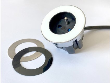 ASA 06030Y00007 Einbau-Steckdosenleiste VERSADOT, 2xUSB 5V (Typ A), Kabel 2m, Edelstahl/Weiß/Schwarz