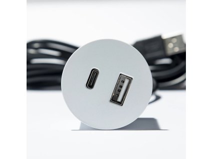ASA 06029P00001 VERSAPICK USB-Einbauset, 2x USB-A (5V), ⌀42mm, rund, mattweiß