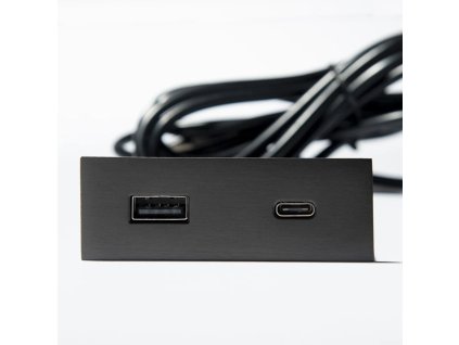 ASA 06029Z00053 Lade-HUB Einbau VERSAPICK, 1xUSB 5V (Typ A+C), 70x25mm, rechteckig, Metall, schwarz matt
