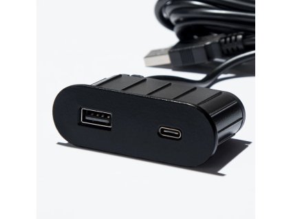 ASA 06029Z00061 Einbau-Lade-HUB VERSAPICK, 1xUSB 5V (Typ A+C), 70x25mm, oval, Metall, Schwarz matt