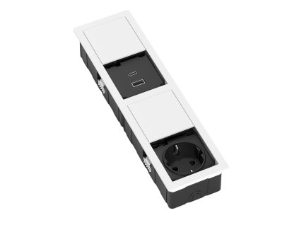 versahit mono combi 1 presa schuko usb tipo a usb tipo c bianco aperto