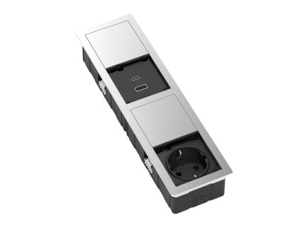 versahit mono combi 1 presa schuko usb tipo a usb tipo c inox aperto