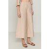 Rozšířené kalhoty s gumou - béžové