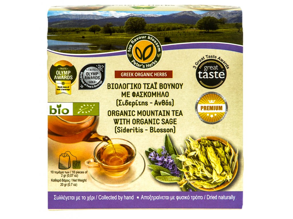 BIO řecký horský čaj Sideritis se šalvějí v sáčcích 20g PETER'S HERBS