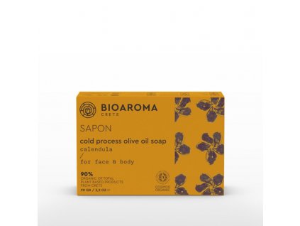 SAPON BIO olivové mýdlo s měsíčkem na citlivou pokožku vhodné pro děti 90g BioAroma