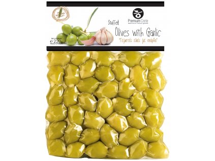 Premium Crete zelene olivy plnene cesnekem GreekMarket