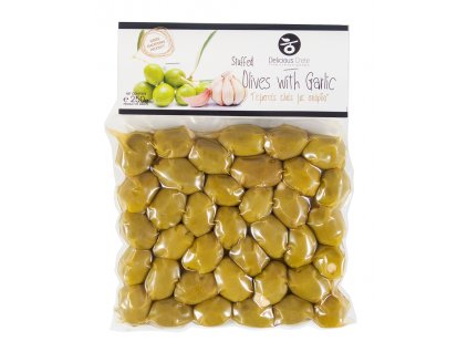 Delicious Crete zelene olivy plnene cesnekem Greek Market