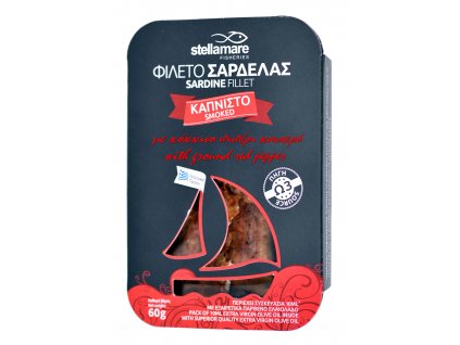 StellaMare uzene sardinky s cervenou mletou paprikou s extra panenskym olivovym olejem GreekMarket