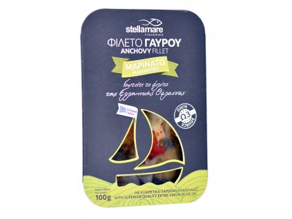 StellaMare marinovane ancovicky se zeleninkou s extra panenskym olivovym olejem GreekMarket