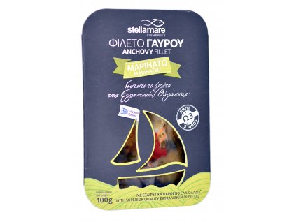 StellaMare marinovane ancovicky se zeleninkou s extra panenskym olivovym olejem GreekMarket