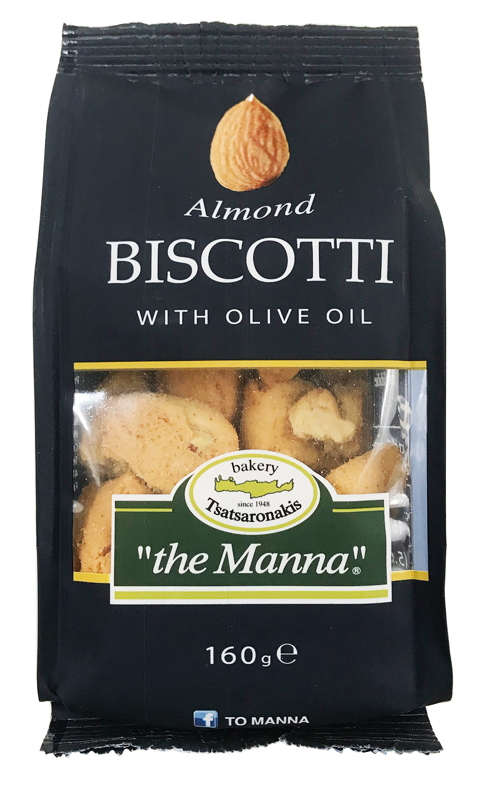 Krétské sušenky BISCOTTI s mandlemi a olivovým olejem 160g TO MANNA