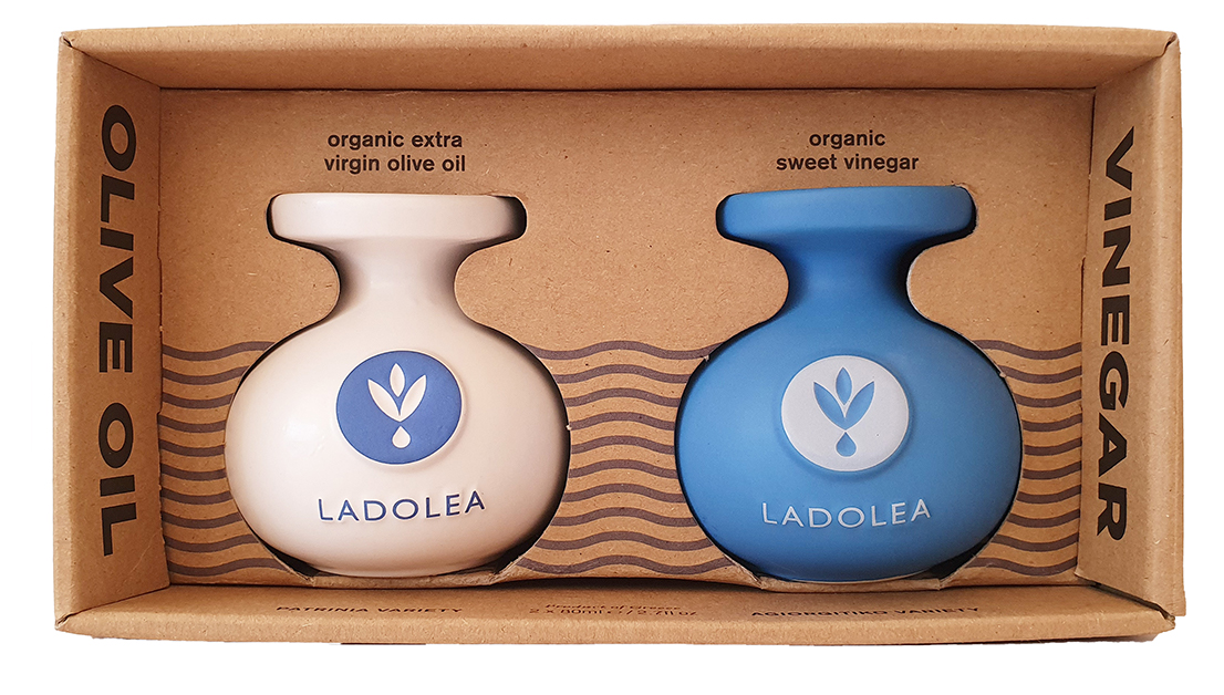 Dárkový box s BIO extra panenským olivovým olejem a BIO sladkým hroznovým octem 160ml Ladolea