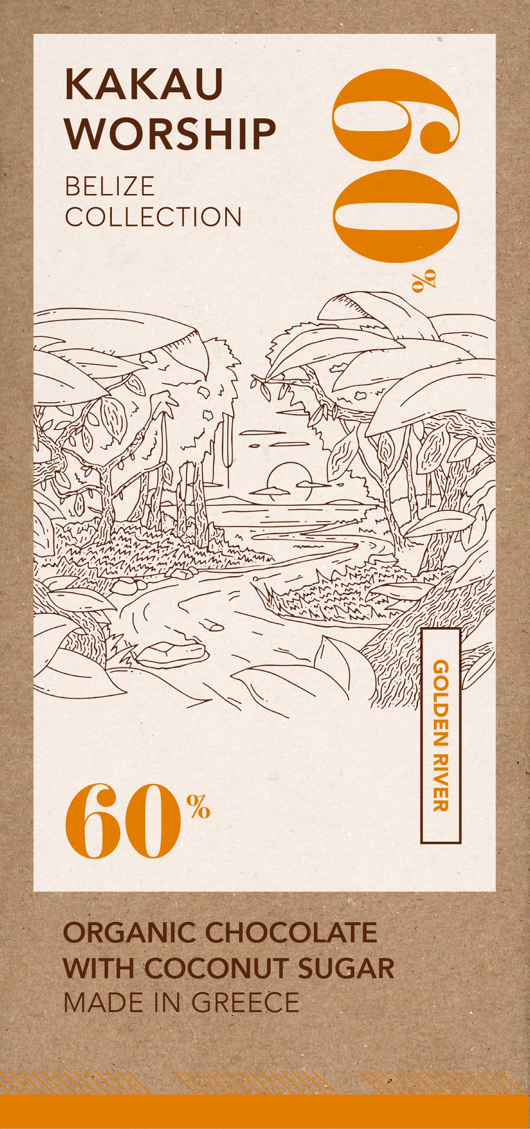 60% BIO hořká čokoláda GOLDEN RIVER kolekce BELIZE 75g KAKAU