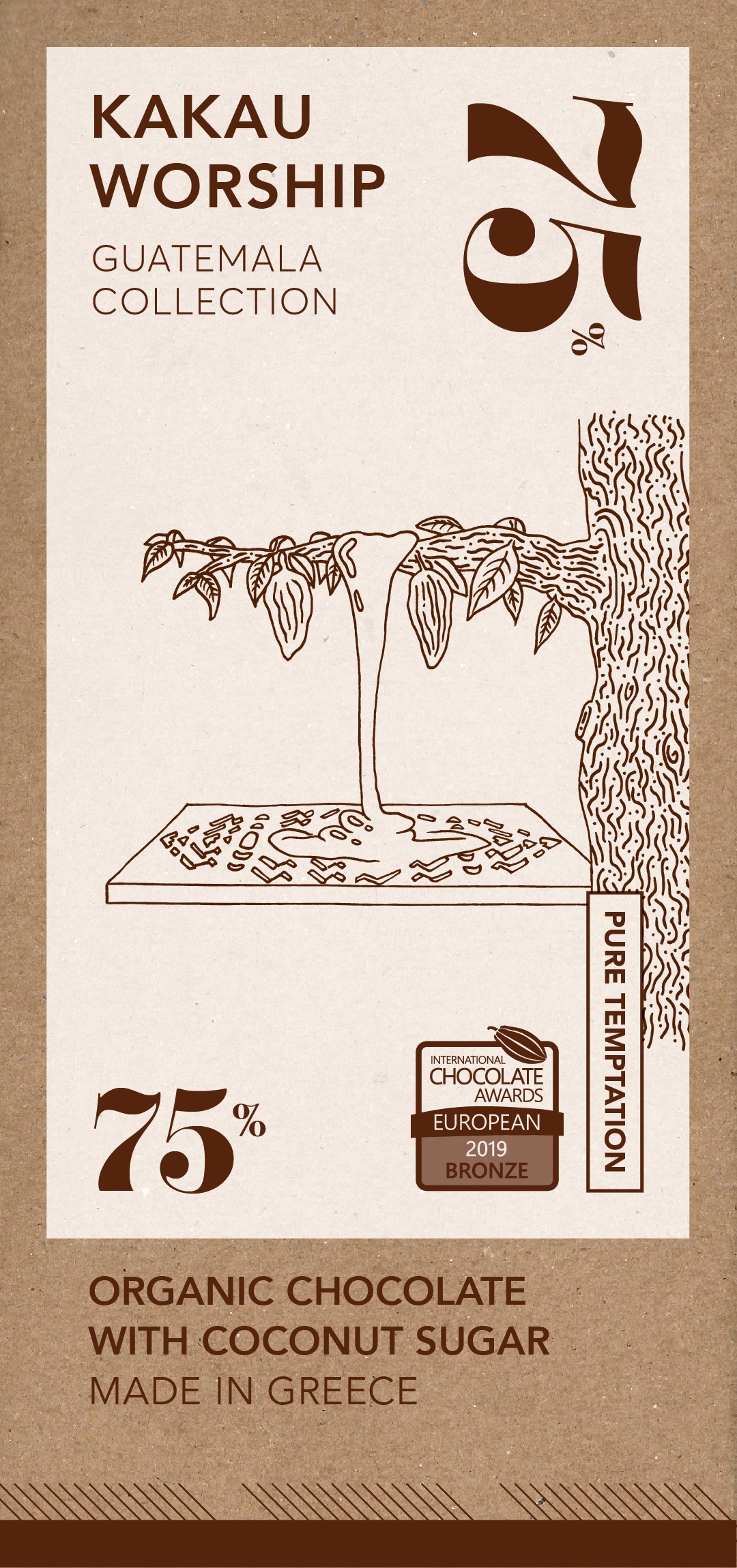 75% BIO hořká čokoláda PURE TEMPTATION kolekce GUATEMALA 75g KAKAU