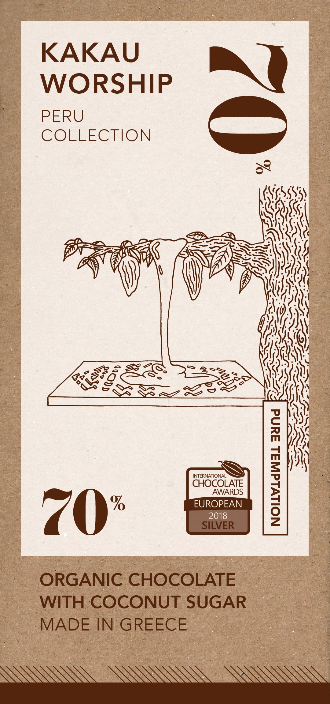 70% BIO hořká čokoláda PURE TEMPTATION kolekce PERU 75g KAKAU