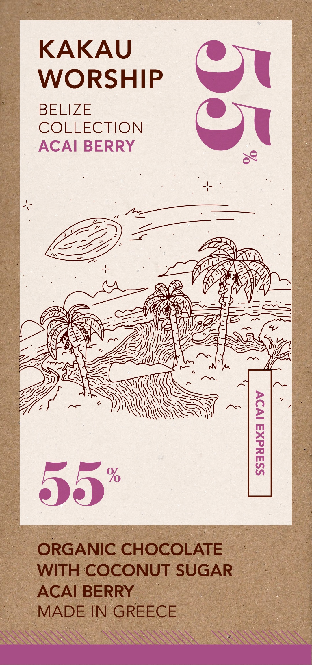 55% BIO hořká čokoláda ACAI EXPRESS kolekce BELIZE 75g KAKAU