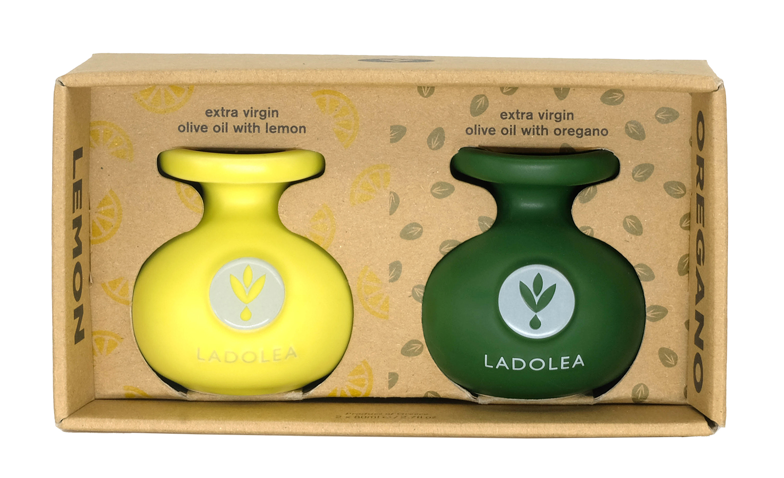 Dárkový box s extra panenským olivovým olejem ochuceným citrónem a oreganem 160ml Ladolea