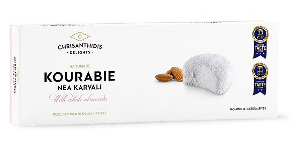 Kourabiedes tradiční řecké máslové sušenky s celými mandlemi 200g CHRISANTHIDIS