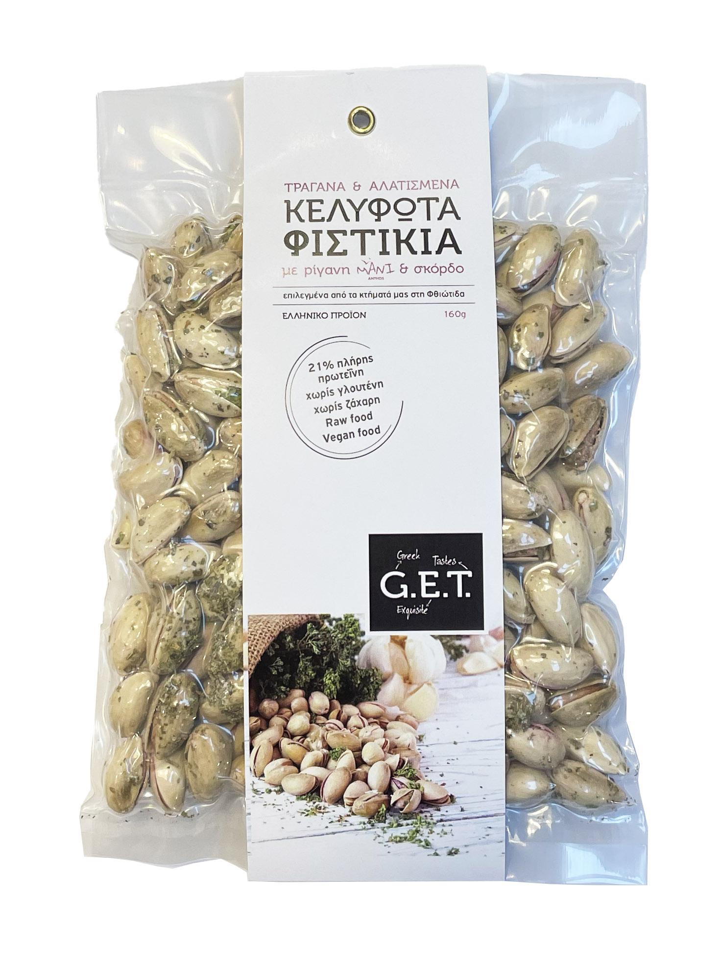 Raw sušené pistácie s oreganem a česnekem 160g G.E.T.