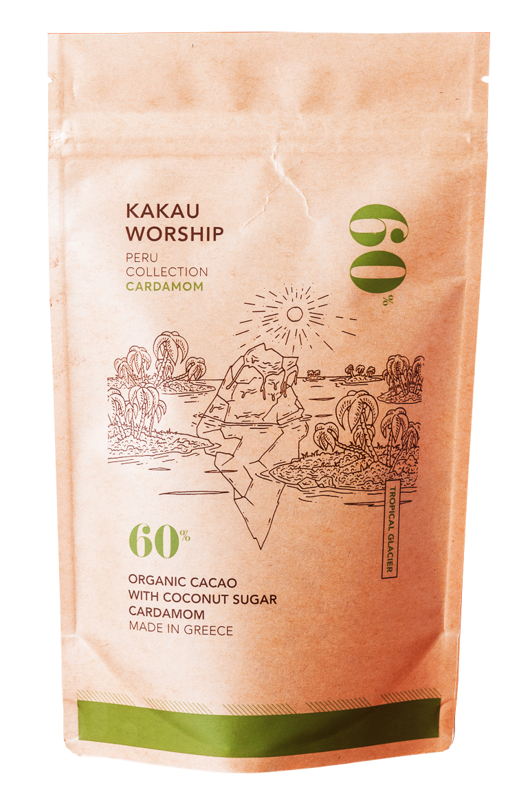 60% BIO kakao na horkou čokoládu s kardamomem TROPICAL GLACIER kolekce PERU 150g KAKAU