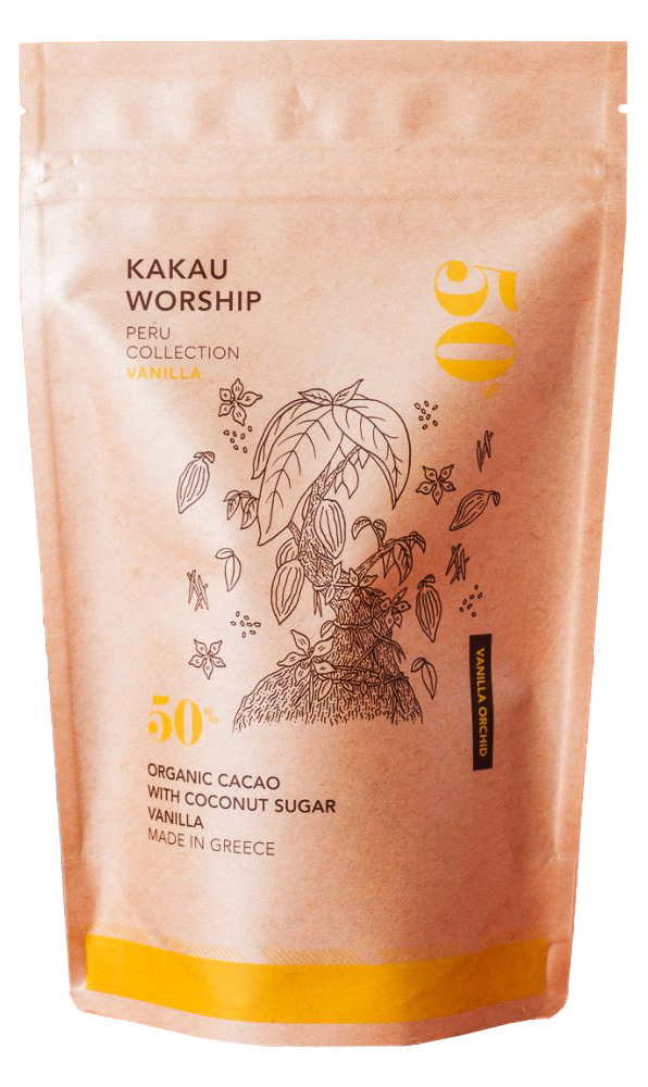 50% BIO kakao na horkou čokoládu s vanilkou VANILLA ORCHID kolekce PERU 150g KAKAU
